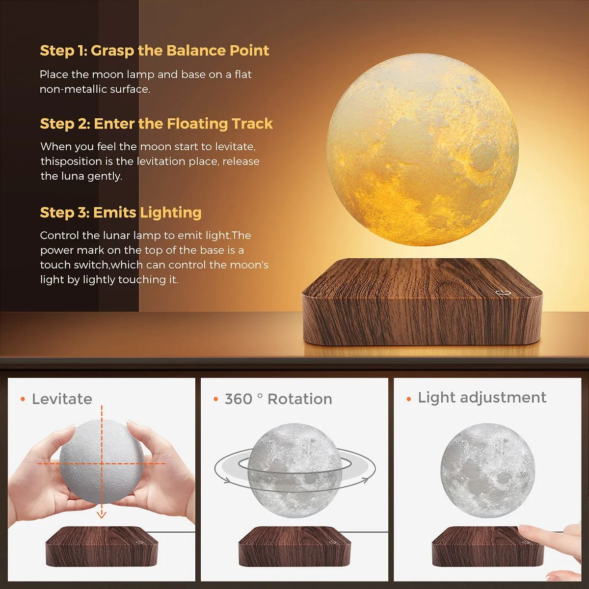 levitating moon lamp - ModoCoveDesign